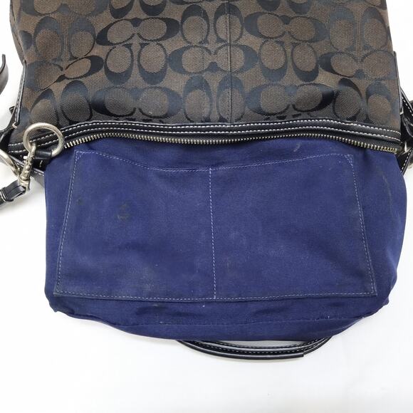 Coach Signature Black Canvas Leather Trim Zipper Closure Hobo Shoulder Bag - Picture 16 of 16